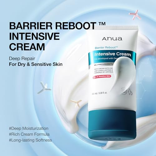 Anua Barrier Reboot Intensive Cream Rich Hydrating Face Moisturizer With Madecassoside And 3.38 Fl Oz