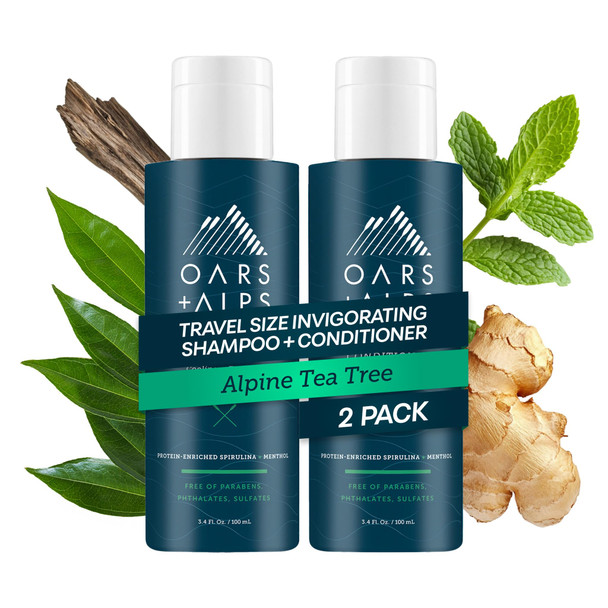 Oars + Alps MenS Sulfate Hair Shampoo And Conditioner Set Infused With Kelp 3.4Oz