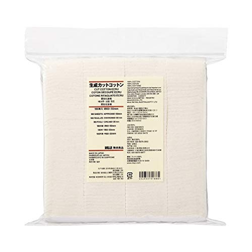 Muji Makeup Facial Soft Cut Cotton Unbleached 60X50 Mm 180Pcs