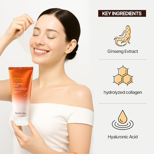 Farmstay Ginseng Collagen Wrapping Mask For Skin Hydrating Peel Off Face 5.07 Fl Oz