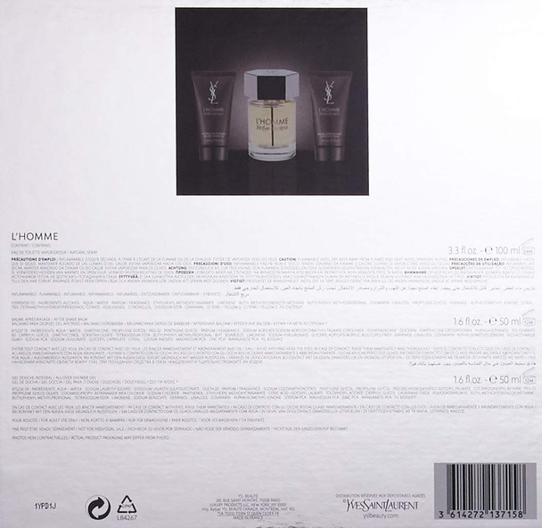 Yves Saint Laurent LHomme Men Set Eau De Toilette Spray After Shave Balm