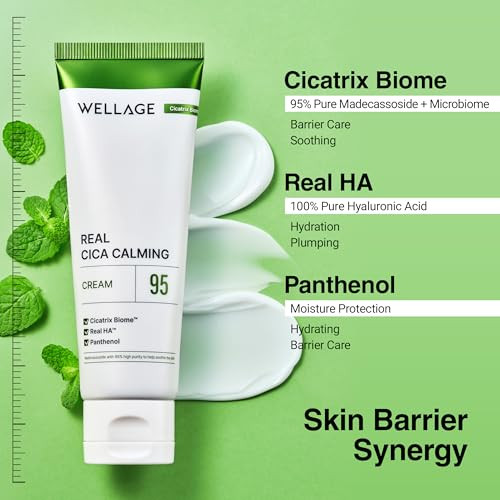 Wellage Cica Calming Cream Highly Pure Madecassoside. Panthenol Centella Asiatica Calms Sensitive 2.7Oz