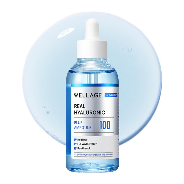 Wellage Real Hyaluronic Blue Ampoule 100 1St Gen3.38+ 2.54 Fl Oz