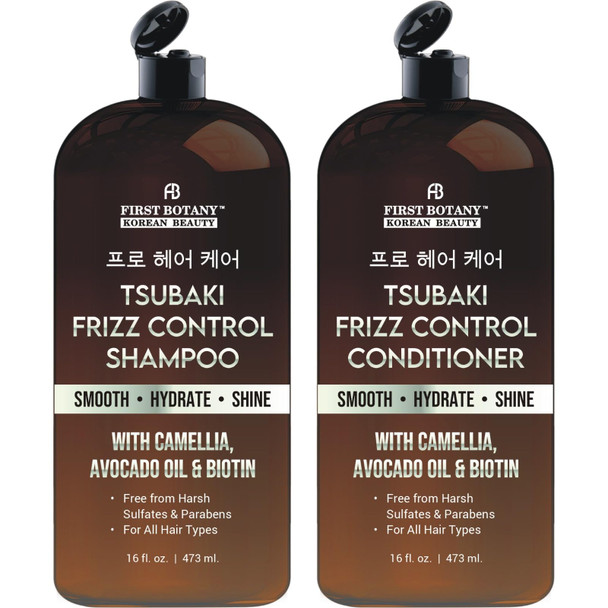 First Botany Tsubaki Strength Repair Shampoo and Conditioner For Damaged Hair 16 Fl Oz