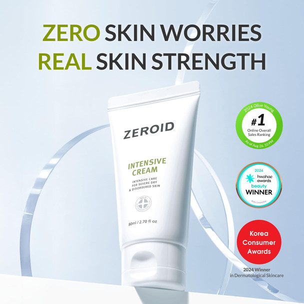 Zeroid Intensive Cream Face Moisturizer For Dry Sensitive Skin Skin Barrier Repair 2.7 Fl Oz