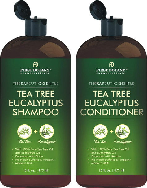 First Botany Tea Tree and Eucalyptus Shampoo And Conditioner Set Clarifying and Scalp 16 Fl Oz