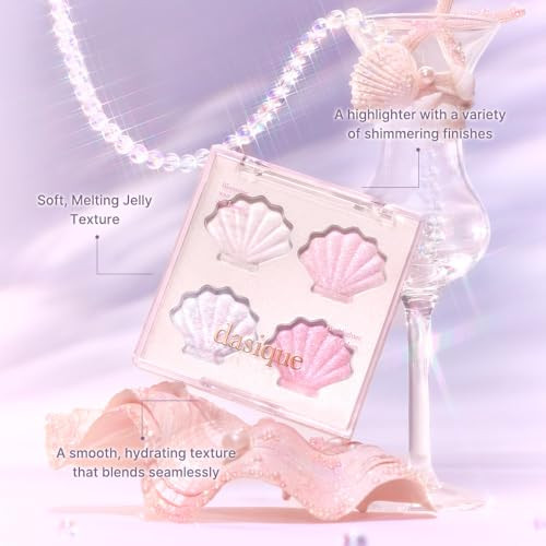 Dasique Shine Glowy Highlighter Palette 01 Twinkle Mermaid Gorgeous Sparkle MeltingJelly Texture