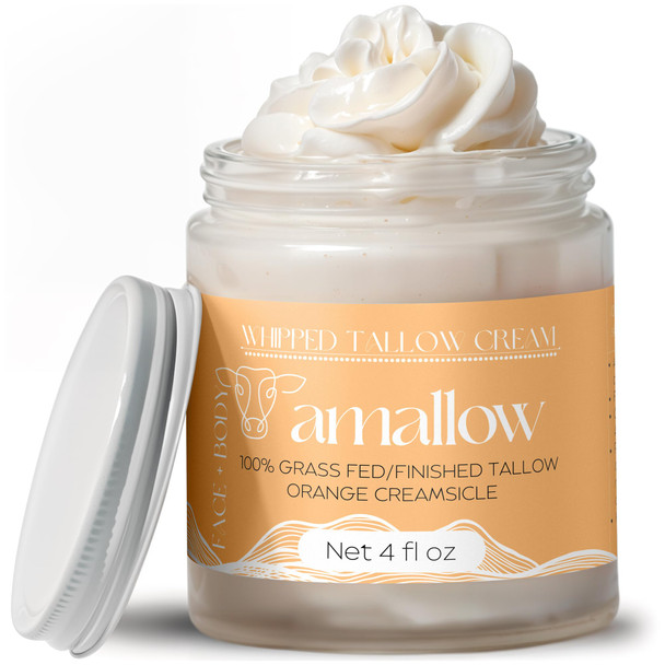 Amallow 100% Grass Fed Beef Tallow For Skin Care Face + Body 4 Fl. Oz
