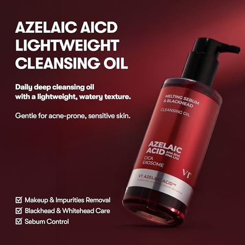 Vt Cosmetics Azelaic Acid Cleansing Oil For AcneProne and Sensitive Skin Lightweight Watery 200 Ml