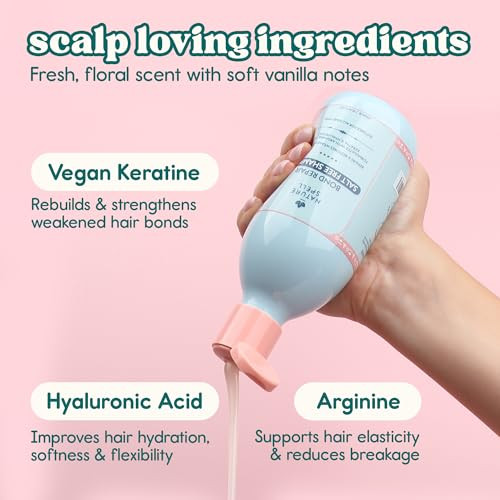 Nature Spell Bond Repair Shampoo For Dry and Damaged Hair Sulfate and Paraben Safe For All Hair Types Veg 10.14 Fl Oz