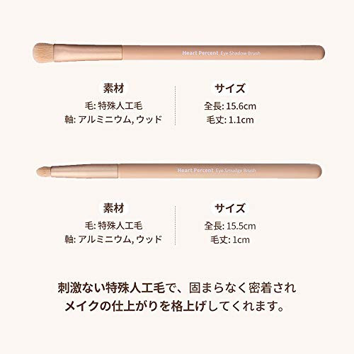 Heart Percent Eye Brush Duo Set Blending and Smudging Professional Makeup Tool