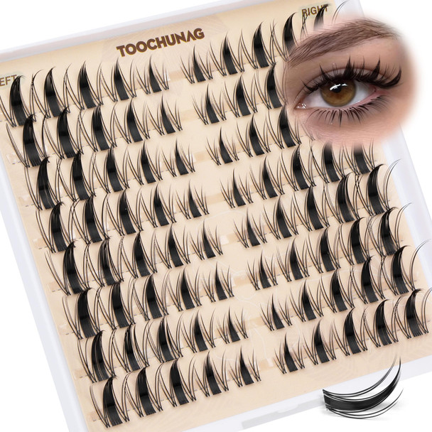 Toochunag Natural Lash Clusters Wispy Eyelash Clusters C Curl LeftandRight Cluster Eyelashes 180Pcs