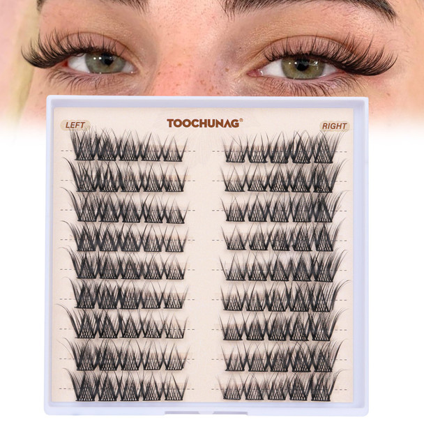 Toochunag Natural Lash Clusters Wispy Eyelash Clusters C Curl LeftandRight Cluster Eyelashes 180Pcs