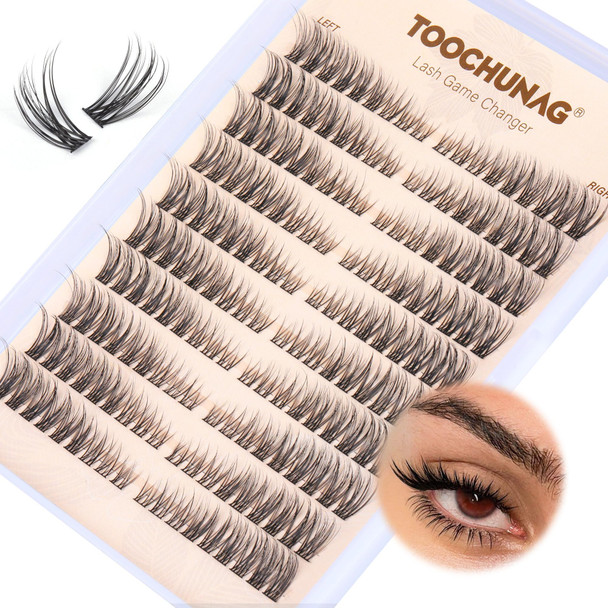 Toochunag Natural Lash Clusters Wispy Eyelash Clusters C Curl LeftandRight Cluster Eyelashes 180Pcs