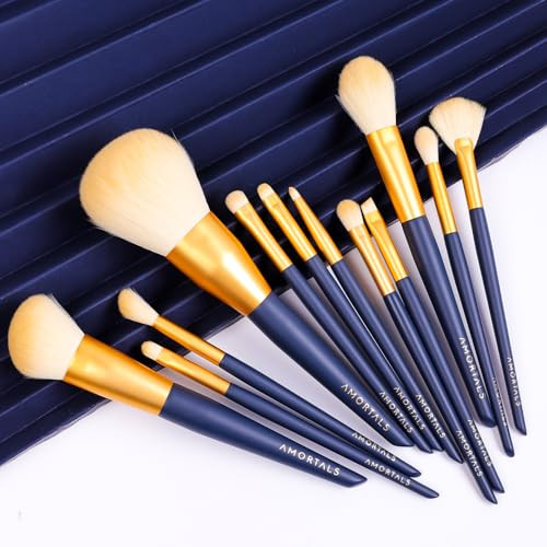 Uniqus Pcs Makeup Brush Set With Case Premium Synthetic Foundation Powder Concealer 12 Pcs
