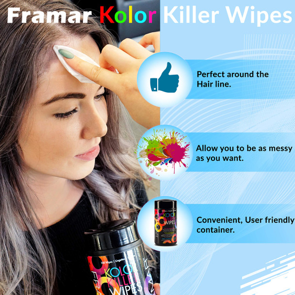 Framar Kolor Killer Wipes Hair Dye Remover For Skin Hair Color Remover Remover For Dyed Hair Gentl