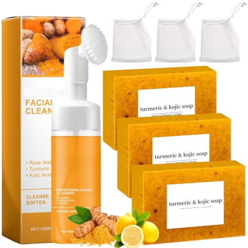 Peehss Turmeric Soap and Turmeric Face Wash Set Honey Lemon Tumeric Kojic