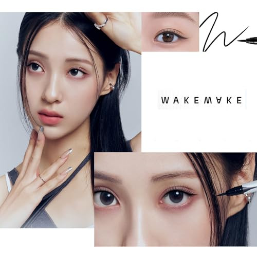 Wakemake Any Proof Eyeliner Korean Makeup Liquid Eyeliner Waterproof SmudgeProof UltraFine Tip 0.05 Oz Pack Of 2