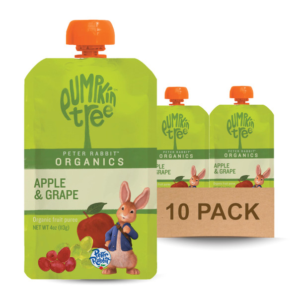 Pumpkin Tree Peter Rabbit Organics Organic Raspberry Banana And Blueberry 100% Pure Fruit 4 Oz Pack Of 10
