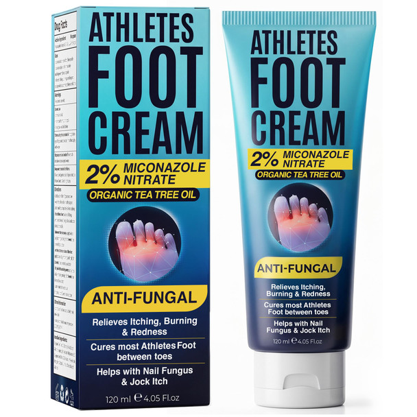Terramed Just Think Comfort Athletes Foot Cream Antifungal For Cracked Heels Dry Skin and Itchy 4.05 Fl Oz