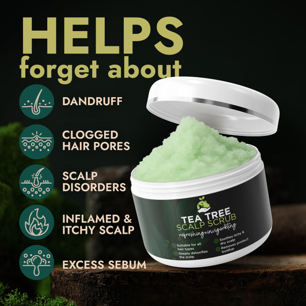 Terramed Just Think Comfort Tea Tree Scalp Scrub Itchy and Dry Scalp Care With Tea