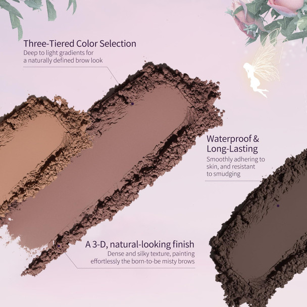 Flower Knows Midsummer Fairytales Eyebrow Palette3 Color Eye Brow Powder Palette Waterproof LongLasting Eye Brow Powder Palette Wat
