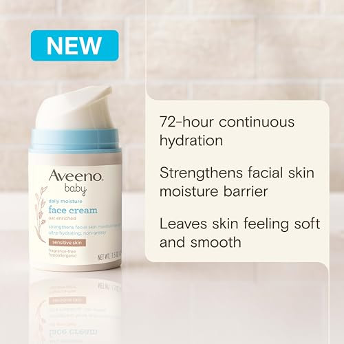 Aveeno Baby Daily Moisture Face Cream Oat Enriched Moisturizing Cream For Babies Sensitive 1.5 Oz