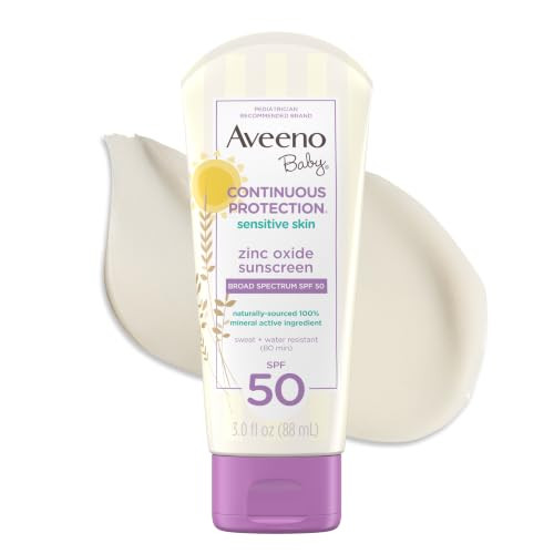 Aveeno Baby Continuous Protection Zinc Oxide Spf 50 Sunscreen For Babies With Sensitive 3 Fl Oz