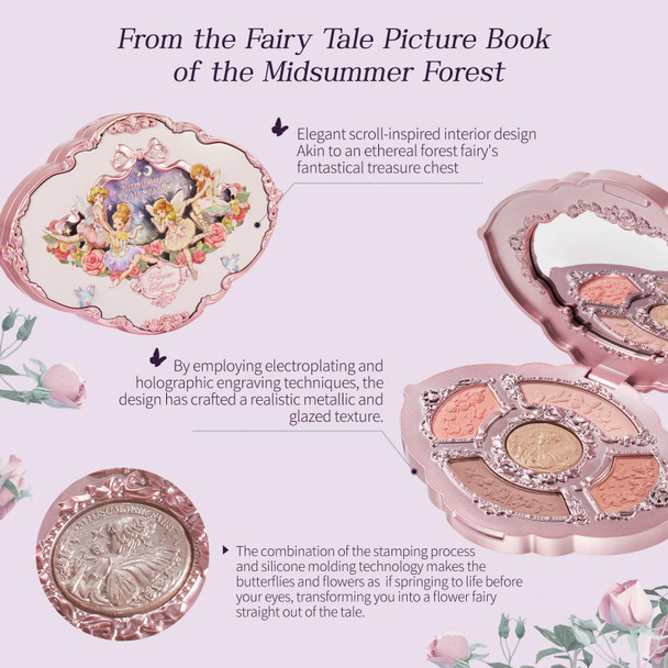 Flower Knows Midsummer Fairytales Embossed FiveColor Makeup PaletteNude Eyeshadow With 4 Matte + Makeup Palettenude Eyeshado
