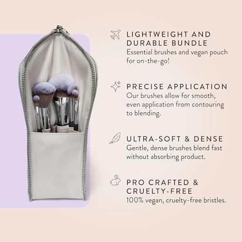 Bk Beauty Brushes Angie Hot and Flashy Travel Brush Set With Pouch Foundation