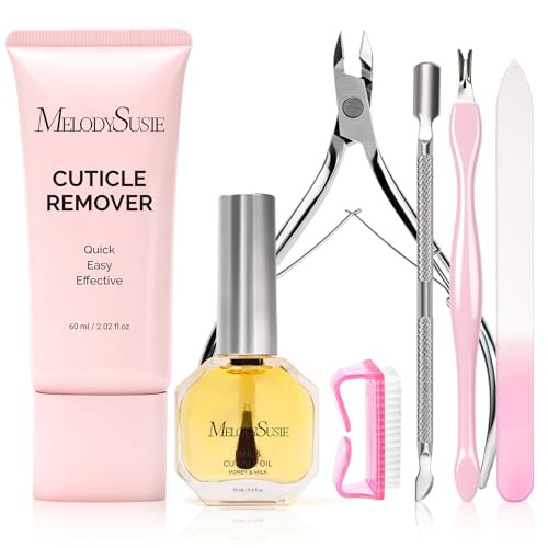 Melodysusie Cuticle Remover Kit Cuticle Remover Cream Cuticle OilCuticle Nipper Trimmer Pusher 15Ml 60G