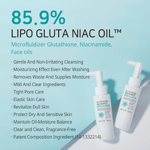 Aplb Glutathione Niacinamide Cleansing Oil Lipo Gluta Niac Oil 85.9% /Korean Skincare 3.55 Fl.Oz