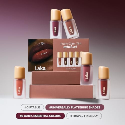 Laka Best Fruity Glam Tint Mini Set /0.07Oz5Ea Set For Women Nonsticky Vegan Kbeauty 1.9G