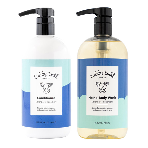Tubby Todd Hair Duo Baby Shampoo And Conditioner Set Hypoallergenic NonIrritating Moisturizing Hair 25 Fl Oz