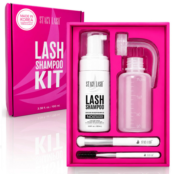 Stacy Lash / Eyelash Extension Shampoo + Brush/Korean Makeup Remover/Eyelid Foaming Cleanser/Wash For 6.76 Fl.Oz