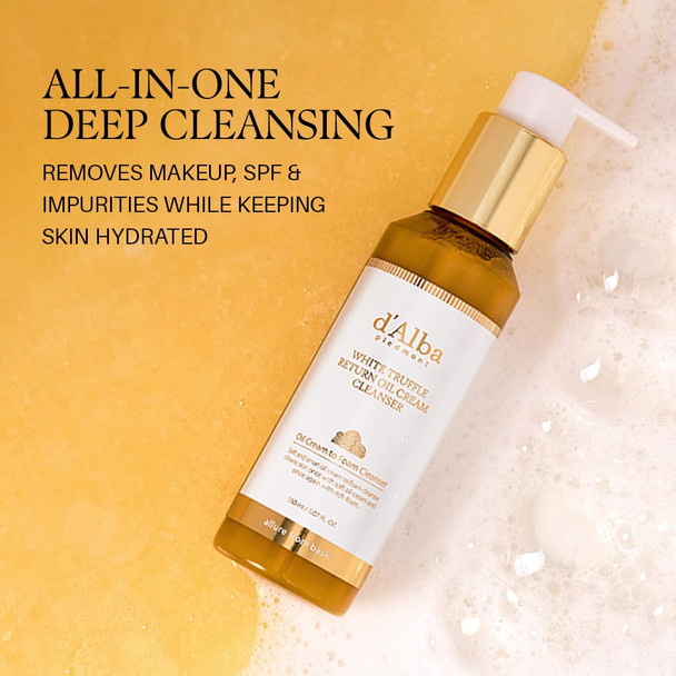 DAlba Piedmont White Truffle Oil Cream Cleanser Vegan Skincare Easy One Step 5.41 Fl. Oz