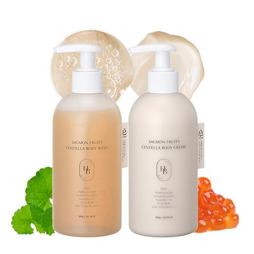 Heveblue Salmon Fruity Centella Body Wash and Body Cream Duo Complete