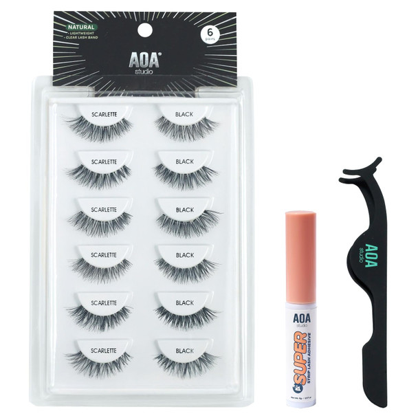Aoa Studio 6 Pairs Alexis Natural Handmade False Eyelashes With Glue And Tweezer