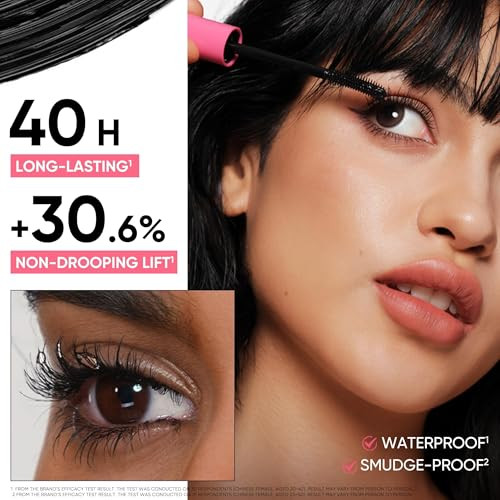 Judydoll NoDrooping Volume Mascara Black 40H LongLasting SmudgeProof ClumpFree Waterproof Volumizing Mascara