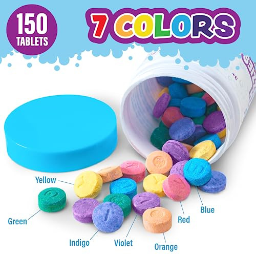 Tub Works Bath Color Fizzies Nontoxic and FragranceFree Fizzy Bath Color Tablets For Fizzies 150 Count