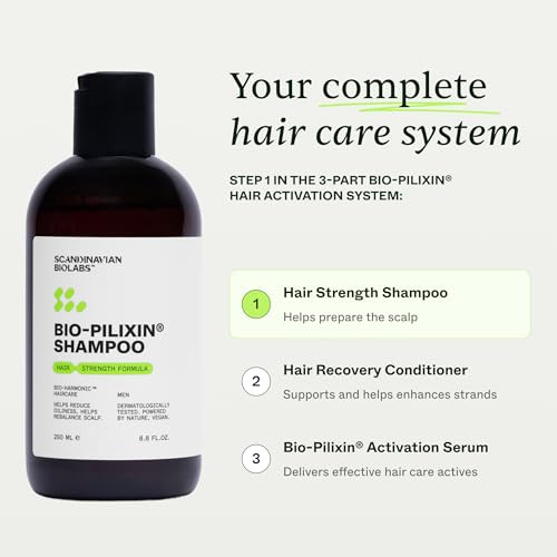Scandinavian Biolabs BioPilixin Shampoo For Men Strengthens Hair Helps Greasiness Balances Scalp Eucalyptus 250 Ml