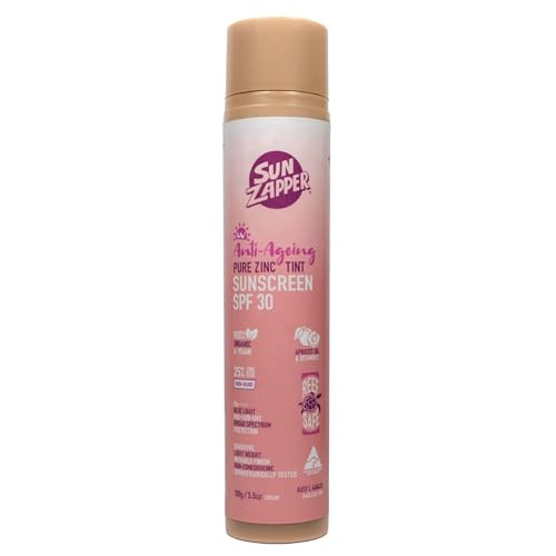 Sun Zapper AntiAging Pure Zinc Sunscreen Spf 30 Tinted Organic Mineral Face Sunscreen 3.5 Oz 100G