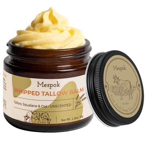 Mespok Tallow Balm 100% GrassFed Beef Tallow For Skin With Organic Squalane 1.5Oz