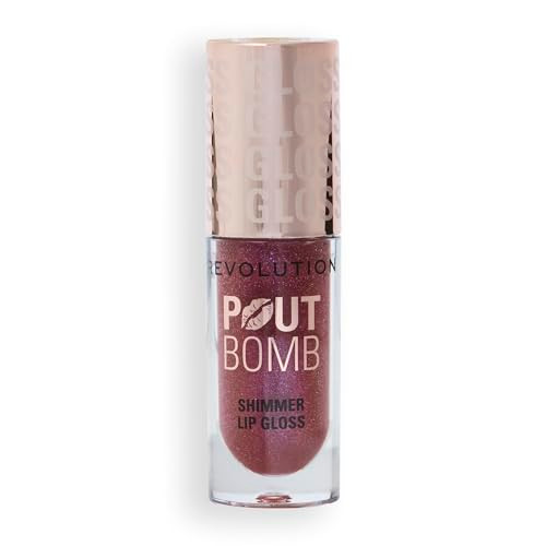 Revolution Skincare London Pout Bomb Shimmer Lip Gloss Buildable Sheer Color HighShine With Hyaluronic Highshine With Hyaluronic A 0.15 Oz