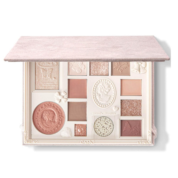 Ezyuanchly Lace 12 Color Eyeshadow Palette  Blendable Shimmer and Matte Nudes Shades All In One Makeup Blush Highlighter  Pink