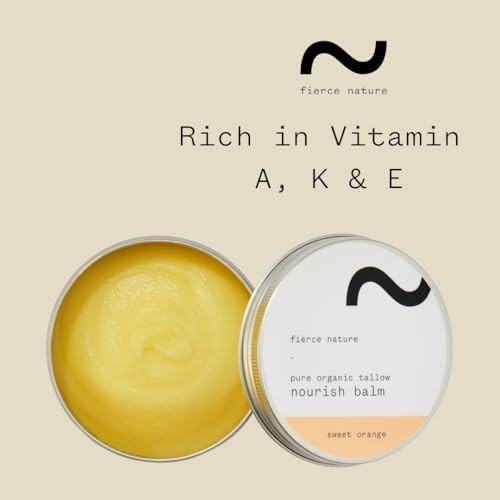 fierce nature Pure Nourish Tallow Balm  Organic Vitamin Rich Nourishing Body and  Face Moisturizer  Natural Essential Oil Free Skincare