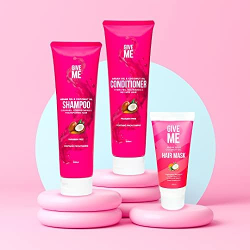 Give Me Cosmetics Shampoo Cleanses Nourishes and  Strengthens Reducing Hair Loss and Brittleness with Argan Coconut and Macadamia Oil plus Betaine Provitamins B5 Paraben Free