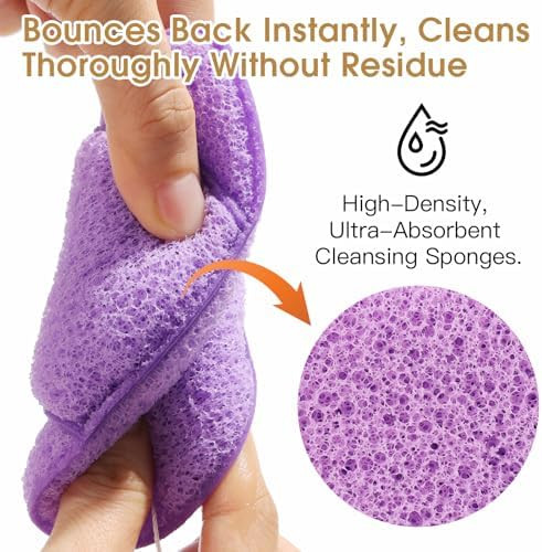 Glor Brochas Facial Sponges  3PCS Soft Reusable Face Sponges for Cleansing Makeup Removal Clay Mask and  Exfoliating Individually Wrapped PU Beauty Pads in Colorful Set for Travel and  Daily Use