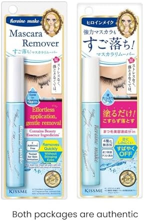 Heroine Make by KissMe Long & Curl Mascara + Eye Makeup Remover | Waterproof & Gentle Makeup Remover Liquid | Black Mascara with Volumizing, Curling Formula | Japanese Makeup