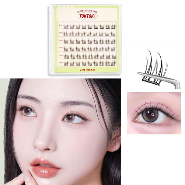 CORINGCO Toktok Hara Light Self Adhesive False Eyelashes Natural Look No Glue Needed Assorted Set of 9/10/11mm Reusable Lash Clusters Kbeauty - Sharp